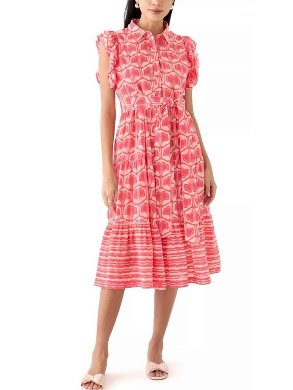 Crown & Ivy Midi Dress with Waist Tie